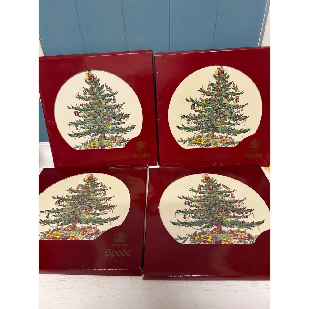 Spode Christmas Tree Acrylic Casserole Stand Trivet Set of 4 Made in England 920